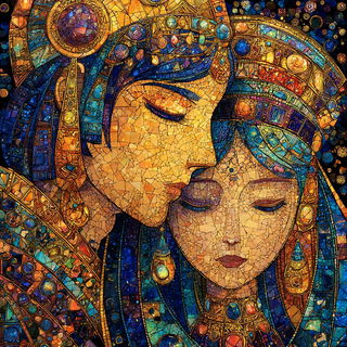 Operatic Mosaic style, Midjourney V7: traditional folk art