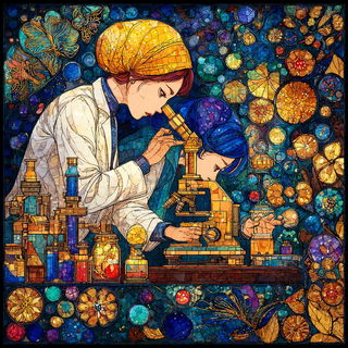 Operatic Mosaic style, Midjourney V7: editorial illustration for popular scientific magazine cover