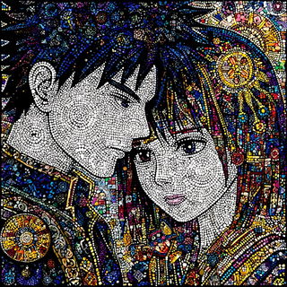 Operatic Mosaic style, Midjourney V7: black-and-white manga comic strip