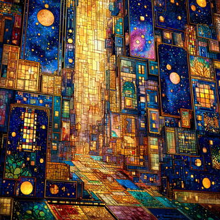 Operatic Mosaic style, Midjourney V7: cinematic shot from sci-fi movie