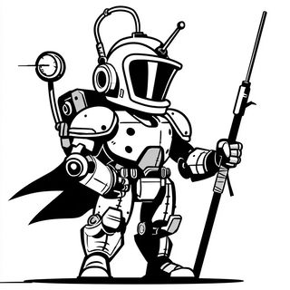 Grainshadow style, Midjourney V7: concept art character design of retropunk steam knight