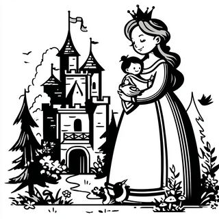 Grainshadow style, Midjourney V7: retro fairy-tale illustration