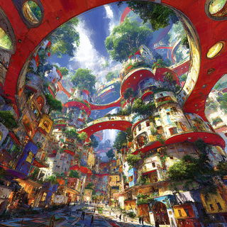 Flickerclay Highlands style, Midjourney V7: megacity with futuristic bioarchitecture