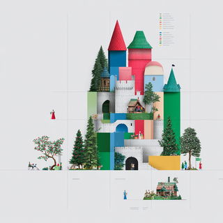 Terraced Measure style, Midjourney V7: retro fairy-tale illustration