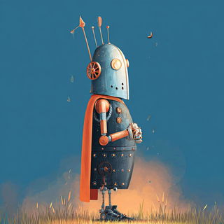 Starwake Travelers style, Midjourney V7: concept art character design of retropunk steam knight