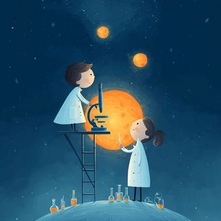 Starwake Travelers style, Midjourney V7: editorial illustration for popular scientific magazine cover