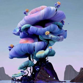 Marionette Terrascenics style, Midjourney V7: abstract 3D render