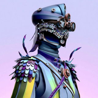 Marionette Terrascenics style, Midjourney V7: concept art character design of retropunk steam knight