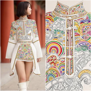 Serpentakusa style, Midjourney V7: haute-couture fashion outfit