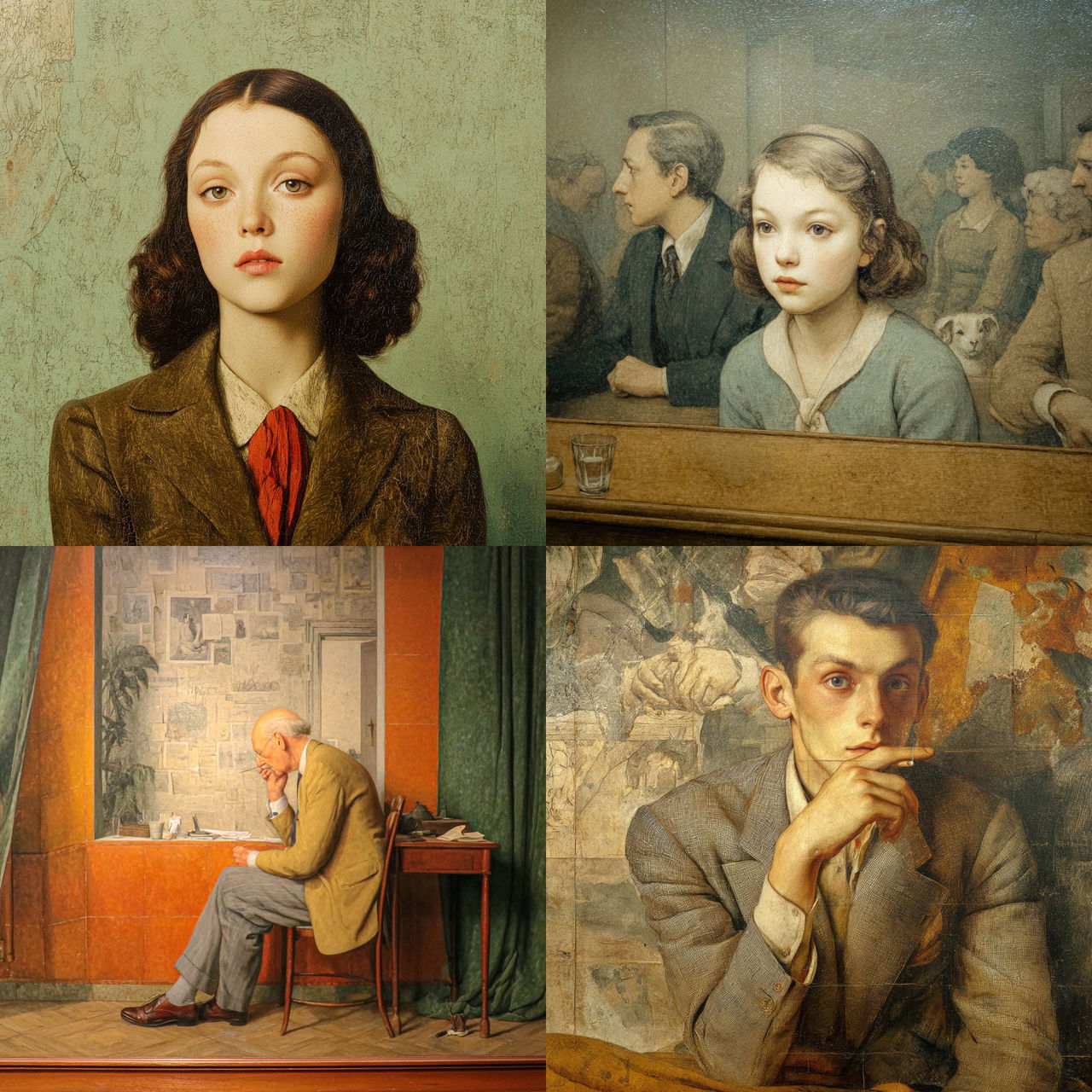 Balthus style, Midjourney V7, render 1 of 4