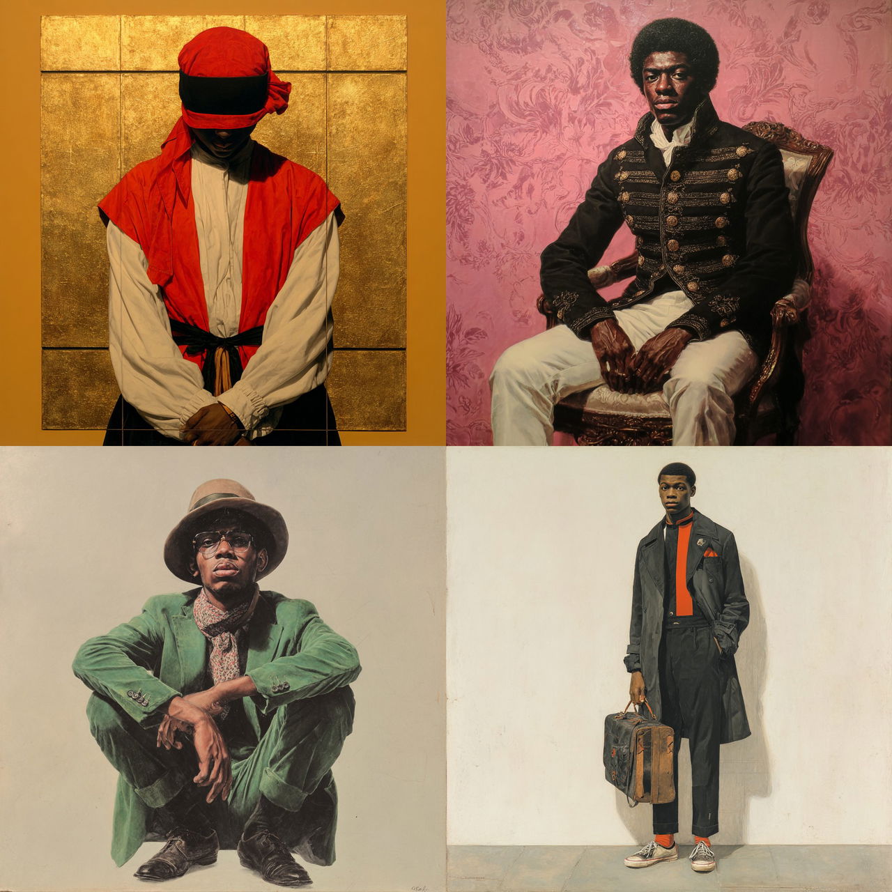 Barkley L. Hendricks style, Midjourney V7, render 1 of 4
