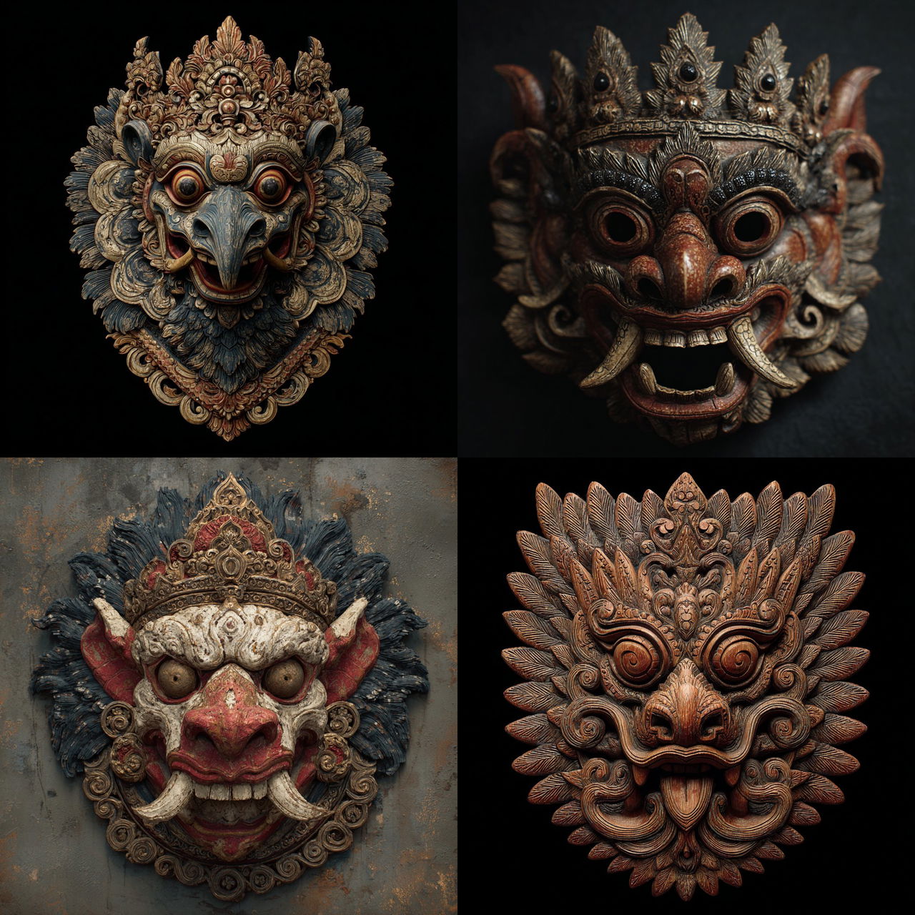 Barong mask style, Midjourney V7, render 1 of 4