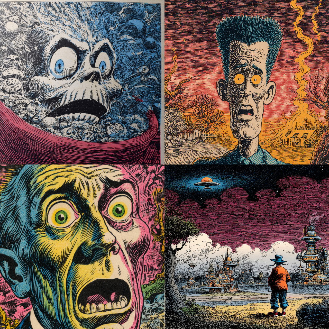 Basil Wolverton style, Midjourney V7, render 1 of 4