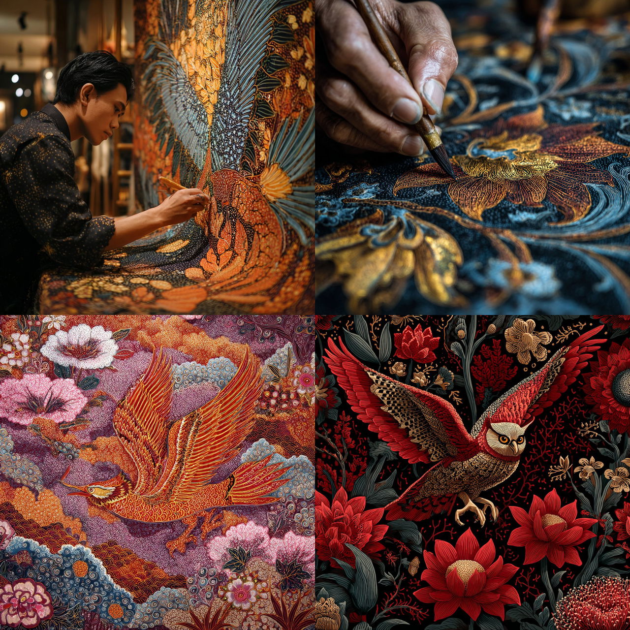 Batik style, Midjourney V7, render 1 of 4