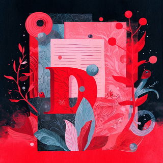 Gouachegrove style, Midjourney V7: typographic composition with large letters