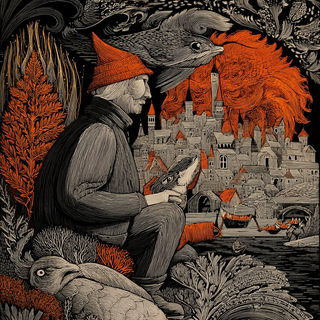 Cinder Gauge Engraving style, Midjourney V7: retro fairy-tale illustration