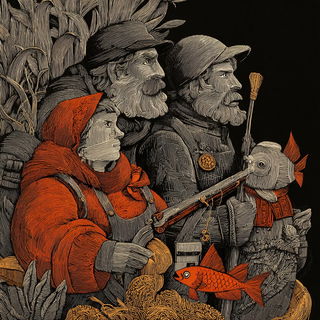 Cinder Gauge Engraving style, Midjourney V7: traditional folk art