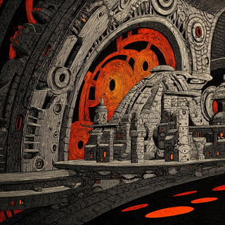 Cinder Gauge Engraving style, Midjourney V7: cinematic shot from sci-fi movie