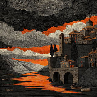 Cinder Gauge Engraving style, Midjourney V7: classical 18th-century oil painting