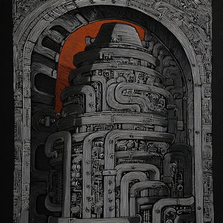 Cinder Gauge Engraving style, Midjourney V7: technical infrastructure blueprint schematics