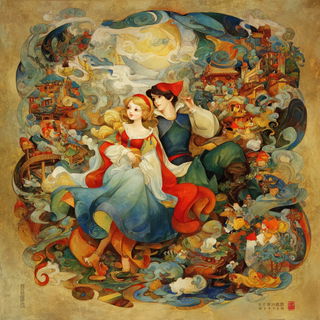 Mythinkage style, Midjourney V7: retro fairy-tale illustration