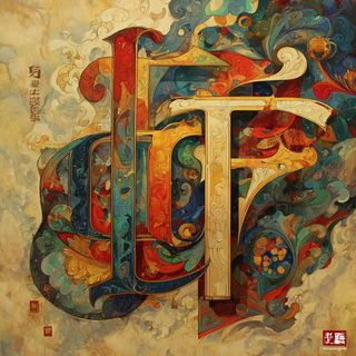 Mythinkage style, Midjourney V7: typographic composition with large letters