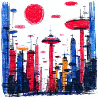 Erosionist Iconography style, Midjourney V7: megacity with futuristic bioarchitecture