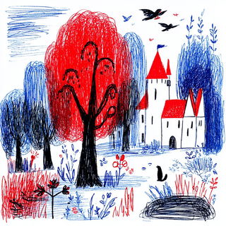 Erosionist Iconography style, Midjourney V7: retro fairy-tale illustration