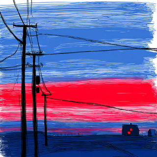 Erosionist Iconography style, Midjourney V7: realistic landscape photograph of quiet dawn