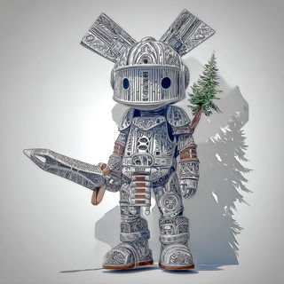 Calcifolia style, Midjourney V7: concept art character design of retropunk steam knight