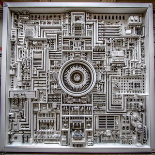 Calcifolia style, Midjourney V7: technical infrastructure blueprint schematics