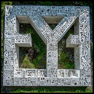 Calcifolia style, Midjourney V7: typographic composition with large letters