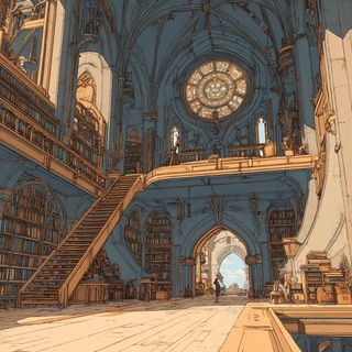 Peachstone Cathedralism style, Midjourney V7: Midlibrary
