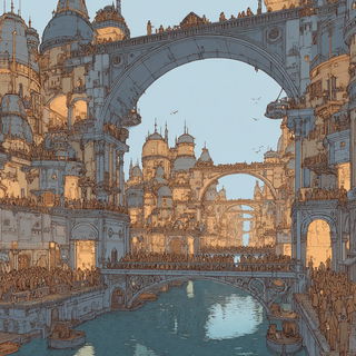 Peachstone Cathedralism style, Midjourney V7: megacity with futuristic bioarchitecture