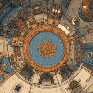 Peachstone Cathedralism style, Midjourney V7: creative pattern composition