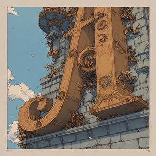 Peachstone Cathedralism style, Midjourney V7: typographic composition with large letters