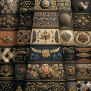 Baroqueweft style, Midjourney V7: creative pattern composition