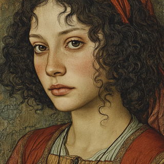 Skullmarch Chalcography style, Midjourney V7: photographic portrait of female protagonist