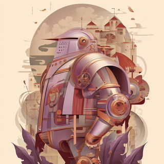 Cliffbloom style, Midjourney V7: concept art character design of retropunk steam knight