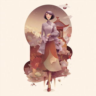 Cliffbloom style, Midjourney V7: haute-couture fashion outfit