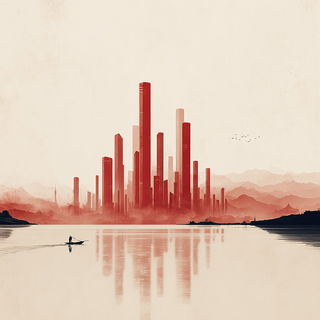 Washmigratory style, Midjourney V7: megacity with futuristic bioarchitecture