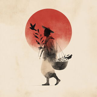 Washmigratory style, Midjourney V7: traditional folk art
