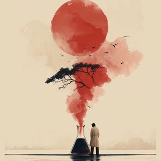 Washmigratory style, Midjourney V7: editorial illustration for popular scientific magazine cover