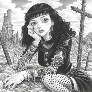 Pale Anatomy of Distance style, Midjourney V7: black-and-white manga comic strip