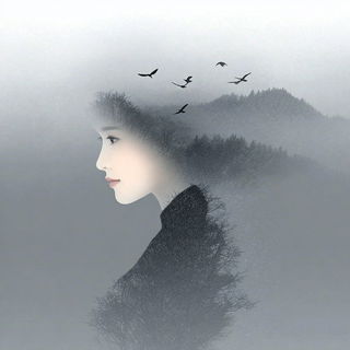 Pale Anatomy of Distance style, Midjourney V7: photographic portrait of female protagonist