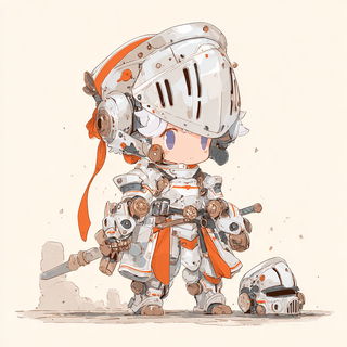 Enamelcliff style, Midjourney V7: concept art character design of retropunk steam knight