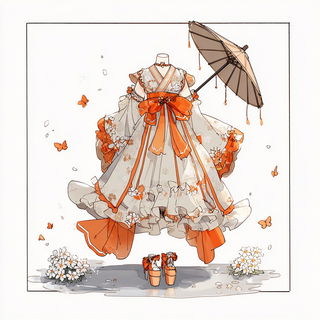 Enamelcliff style, Midjourney V7: haute-couture fashion outfit