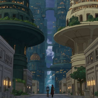 Cascadral style, Midjourney V7: megacity with futuristic bioarchitecture
