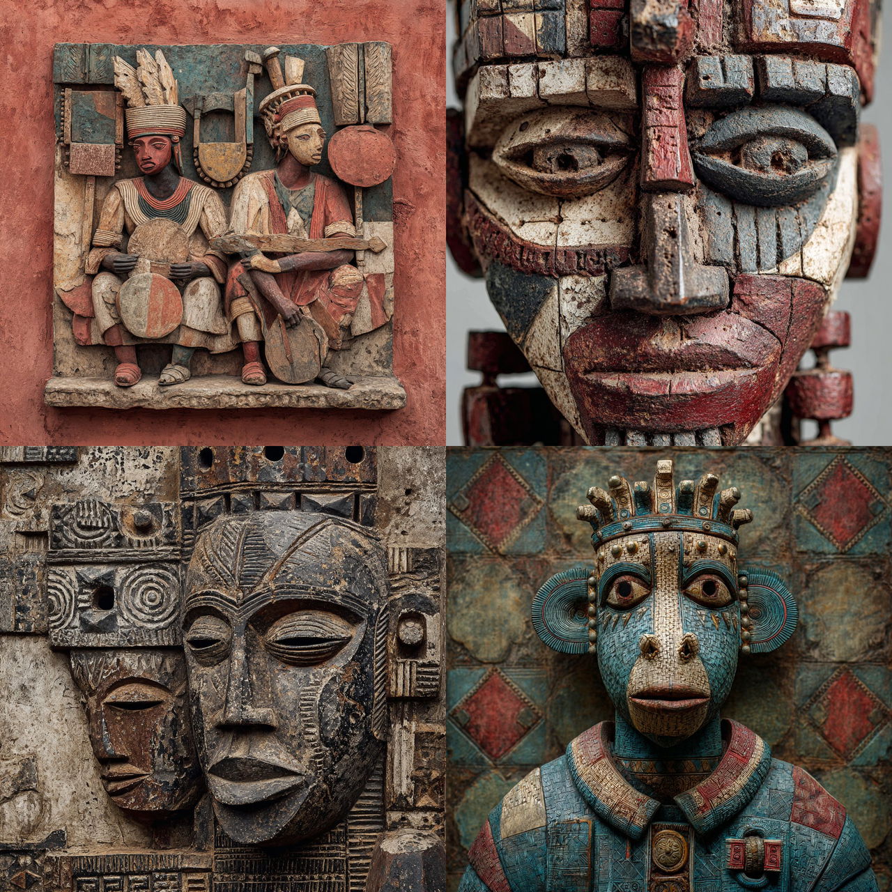 Benin art style, Midjourney V7, render 1 of 4