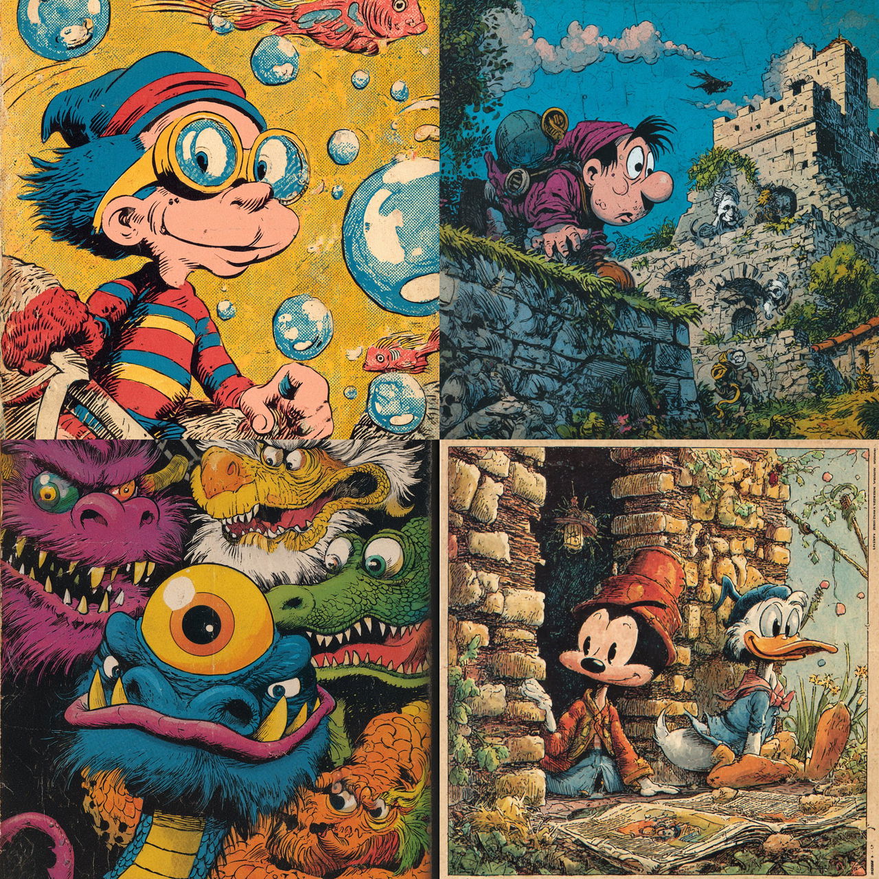 Benito Jacovitti style, Midjourney V7, render 1 of 4